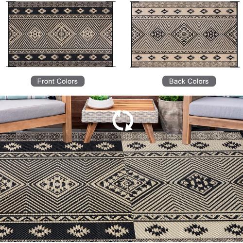 HiiARug Outdoor Rug for Patios Clearance 8'x10' Plastic Straw Rug Waterproof Reversible RV Mat Outdoor Area Rugs for RV, Backyard, Deck, Camping