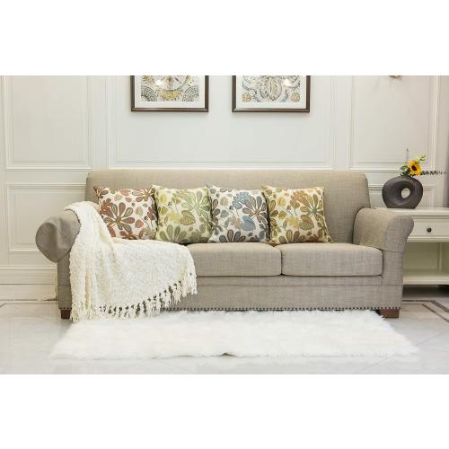 Set of 2 Jacquard Tropical Leaf Pattern Throw Pillow Covers Decorative Pillowcase 20X20 Inches,Teal Cream