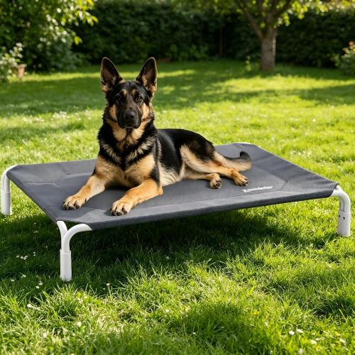 ZOMISIA XL Elevated Dog Cot Bed Tool-Free Assembly - Outdoor Raised Dog Cooling Bed Frame for Large Pets, Summer Pet Hammock Off Ground with Non-Slip Feet & Waterproof Teslin Mesh, 48x33 Inch (gently used)