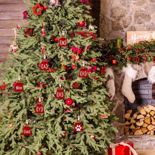 Personalised Red Monogram Letter Bag, Christmas Hanging Ornament for Christmas Trees, Home Party Gifts (Dad)