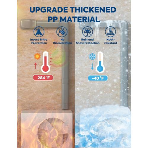 Mini Split Line Set Cover with 2 Flexible Ducts, 3 17Ft, Gray | Long Ducts, Fewer Joints, 2 Types of Entry Wall Cover, Lineset Cover for Air Conditioner, HVAC, Heat Pumps, Central AC Pipe‼️missing pieces‼️