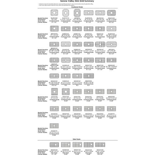 Serene Valley Sink Protector Grid 26-1/16 x 14-1/16, Centered Drain with Corner Radius 3-1/2, 304 Stainless Steel Material NLW2614C