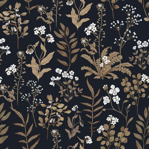 Abyssaly Peel and Stick Wallpaper Vintage Wallpaper Floral Contact Paper for Bedroom Shelf Liner Decor (Black, 17.7 x 118)