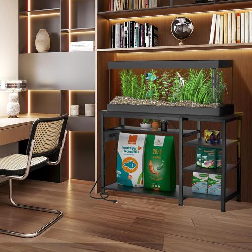 40-50 Gallon Fish Tank Stand: Heavy Duty Aquarium Stand with Power Outlets and Cabinet for Fish Tank Accessories Storage - Metal Frame, 1000LBS Capacity, Suitable for Fish & Reptile Terrariums