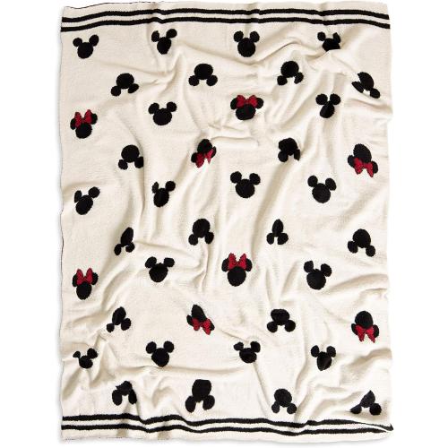 Barefoot Dreams CozyChic Classic Disney Logo Throw, Blanket, Cream-45” x 60”