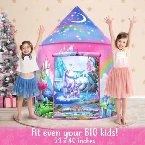 Color Pink W&O Unicorn Sparkle Play Tent with Magical Unicorn Sounds - Captivating Pop Up Tent for Girls - Perfect for Indoor & Outdoor Play