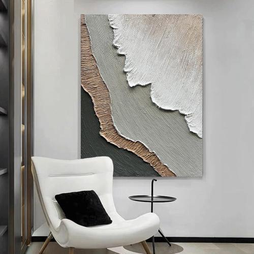 NANKAI Art Hand-Painted Beach Wave Landscape Oil Painting 40x28 Inch Abstract Wall Decorative Art