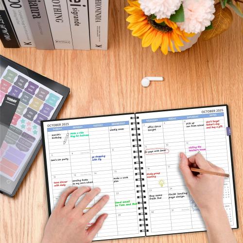 Monthly Planner 2026 (7.4'' x 9.6''), Jul 2025-Dec 2026, 18 Months Calendar Academic Planner, Agenda with Bookmark & Pocket, Perfect for School & Work, 120GSM Paper, Black