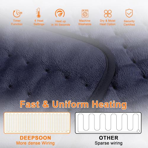 Deepsoon Heating Pad,Electric Heating Pads for Back,Neck,Moist Heating Pad for Abdomen Shoulder Knee Legs,Dry/Moist Heat&Auto Shut Off,Mother's Day Birthday for Men and Women,Navy Blue,40x20 Inch