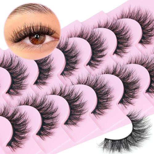 FANXITON Wispy False Eyelashes Natural Look Short Mink Lashes 3D Faux Mink Eyelashes 7 Pairs Pack