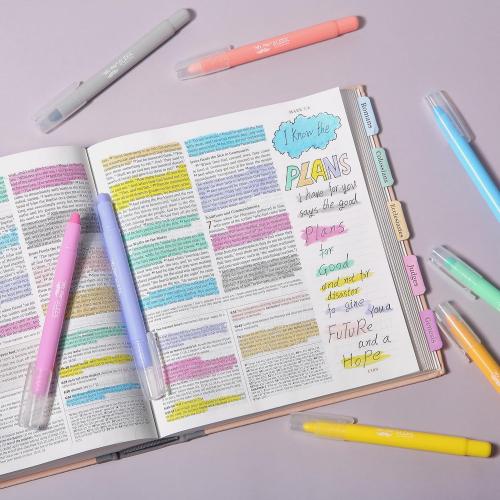 2pk Mr. Pen- Gel Highlighter, 8ct , Friendly Colors, Bible Highlighters No Bleed, No Bleed Highlighters, Bible Highlighter, Bible Markers, Gel Highlighters for Bibles, Highlighter