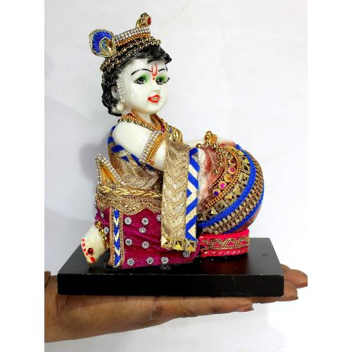 eSplanade - Hand-Carved Lord Krishna Kishan Makhan Chor Murti Idol Statue Sculpture - Resin - 7.5 - Multicolor