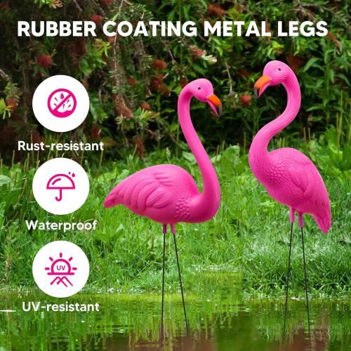 JOYIN 6 PACK Small Yard Flamingos Ornament Stakes, Mini Pink Flamingo Yard Decorations, Mini Lawn Plastic Flamingo Statue with Rubber Coating Metal Legs for Outdoor, Garden, Luau Party Gift (3-10IN)