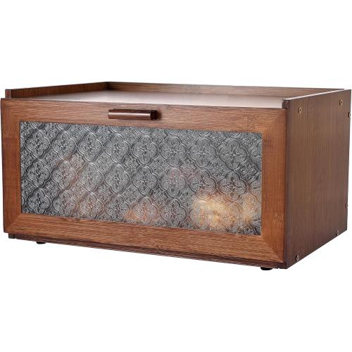 Vintage Bread Box for Kitchen Countertop - Retro Brown Bread Storage Box Breadbox