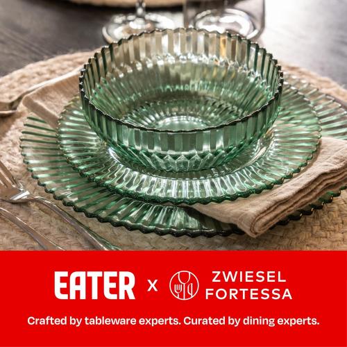 Eater x Zwiesel Fortessa Seraphina Glass, 12 Piece Dinnerware Set (Service for 4), Verde Green