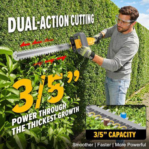 Hedge Trimmer Compatible for Dewalt 20V 60V Battery，Cordless Electric Hedge Trimmer with 1600RPM Brushless Motor, 22'' Dual-Action Blade with 3/5'' Cutting Capacity (NO Battery) ‼️unused‼️