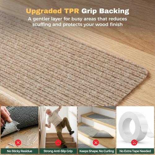 MBIGM Carpet Stair Treads for Wooden Steps, 15 Pack, 8 x 30, Cornstalk