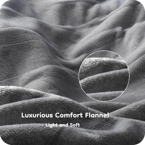 LaffyLo Electric Heated Blanket Full Size 72 x 84, Ultra Soft Flannel Heating Blanket with 4 Heat Settings, 10-Hour Auto Shutoff, ETL Listed Overheat Protection, Machine Washable, Light Grey