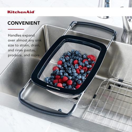 KitchenAid Expandable Stainless Steel Colander, Black