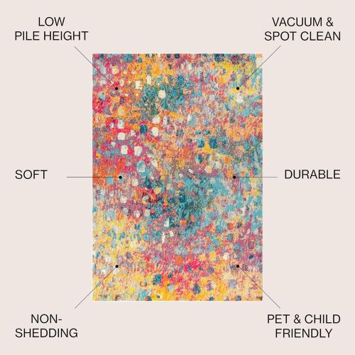 JONATHAN Y CTP108A-8 Contemporary POP Modern Abstract Multi/Yellow 8 ft. x 10 ft. Area-Rug, Bohemian, Easy-Cleaning, for Bedroom, Kitchen, Living Room, Non Shedding