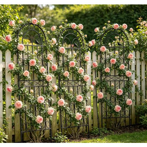 1 Pack 70.8x19.7 Metal Gardon Trellis for Climbing Plants Flowers Outdoor | Rustproof, Heavy Duty, Black Coating Gardon Trellis for Rose, Vines, Flowers, Perfect for Training Climbing Plants, Black