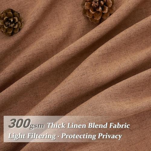 PleatedDrapes Antique Burnt Orange Sheer Autumn Curtains & Drapes 108 Inches Long 2 Panels, Light Filtering Privacy Curtain Rust Linen Blend with Hooks Rings for Living Room/Sunroom/Office,Terracotta