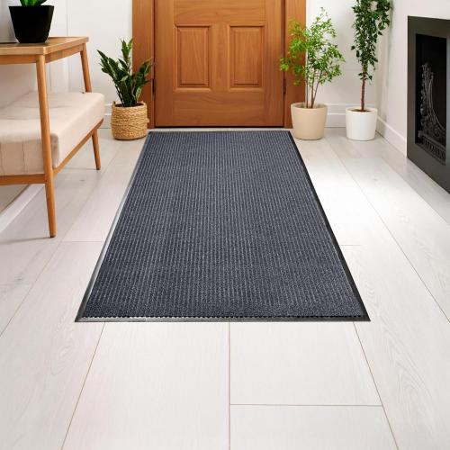 MaxMat® Extra Large Commercial Door Mat, Rubber Border Heavy Duty Door Mat, Waterproof, Low-Profile, Easy to Clean, Rubber Entry Mat. (Grey)
