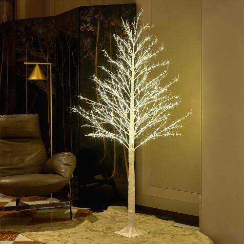 LITBLOOM Pre Lit White Tree 6FT 690 Fairy Lights Plug in,Twig Tree with Lights for Home Living Room Christmas Easter Decoration Indoor Outdoor