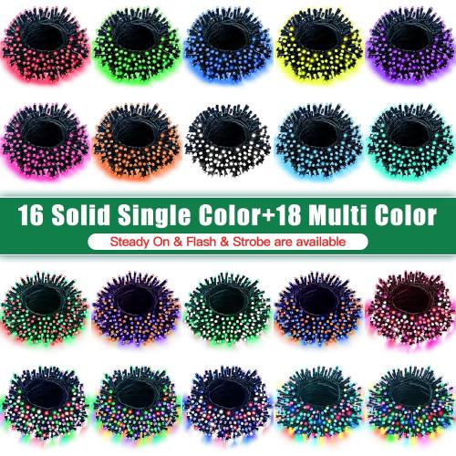 LitHome 100 LED Solar Christmas String Lights Outdoor, 33FT 34Colors Changing Solar/USB String Lights Waterproof with Remote, 102 Modes Easter Light for Xmas Tree Party Holiday Valentine's Day Decor