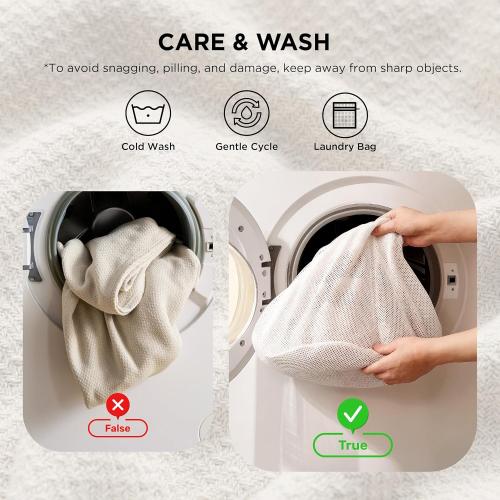 Bedsure GentleSoft 100% Cotton Blanket Queen Size for Bed - Cooling Breathable and Lightweight, Soft Cozy Textured Herringbone Woven Summer Blanket for Home Decor, Linen Beige, 90x90 inches