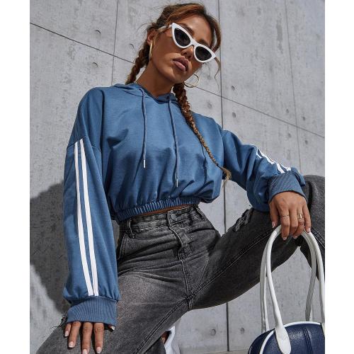 size Medium -Women's Casual Long Sleeve Cropped Top Hoodie Drawstring Workout Sweatshirts
