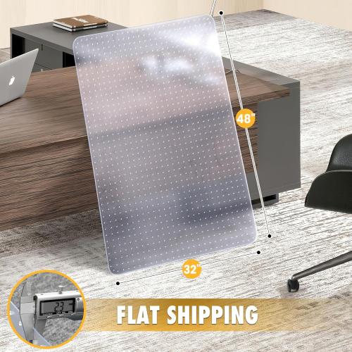 BesWin Office Chair Mat for Carpet,  32 x 48 Heavy Duty Hard Computer Desk Chair Mat for Carpeted Floors, Anti-Slip Carpeted Floor Protector for Home Office, Smooth Glide, Ship Flat
