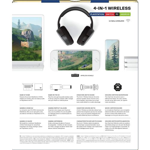 SteelSeries Arctis 1 Wireless Gaming Headset for Playstation – USB-C Wireless – Detachable ClearCast Microphone – for PS5, PS4, PC, Nintendo Switch, Android – Black