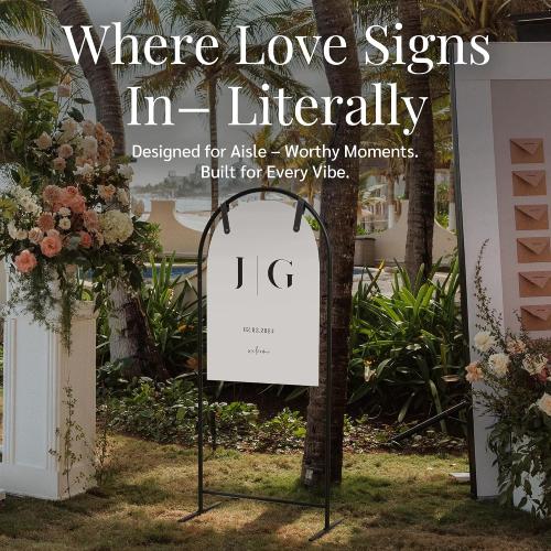 Size 50x35x15 Arch Wedding Welcome Sign Stand with Holder - Elegant Metal Easel Display for Seating Chart, Reception Signs, Welcome Board - 30  Customizable designs for Baby, Bridal Shower - Versatile Party Sign Holder