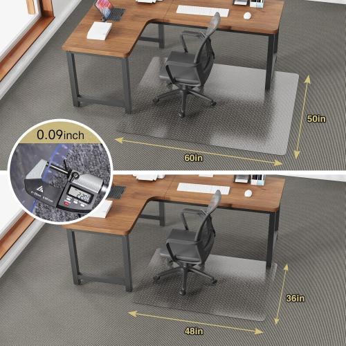 50”x 60”Carpet Floor Mat for Office Chair, Clear Desk Chair Floor Mat for Carpet for Medium/Low Pile, HeavyDuty Chair Mats for Carpeted Floors, Studded Desk Mat for Carpets for Homes and Offices
