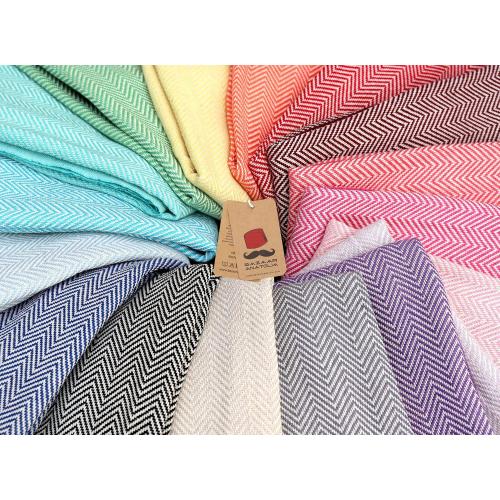 Bazaar Anatolia Beach Towel, 100% Cotton, 71x39 in, Herringbone Dark Blue