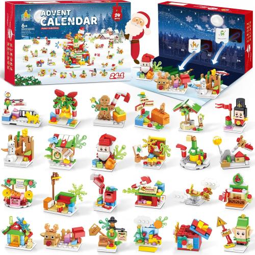 Santa’s Workshop Advent Calendar 2025 Building Set for Kids – 24-in-1 Christmas Holiday Countdown Gift with 24 Days of Surprise Figures, Party Favors Building Block for Boys & Girls Ages 6