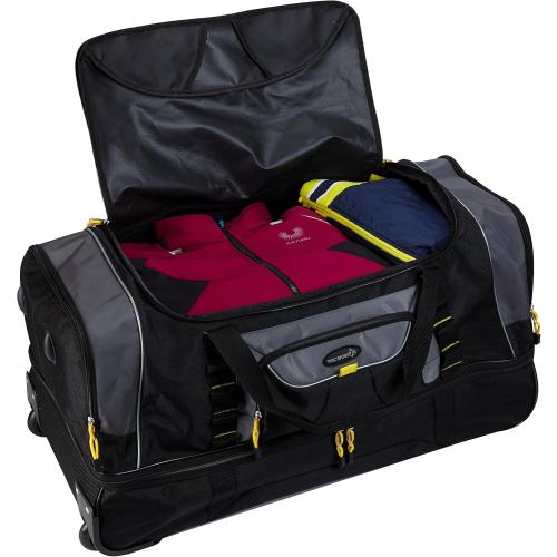 TPRC Sierra Madre II Upright Rolling Duffel Bag, Black/Gray, 36-Inch
