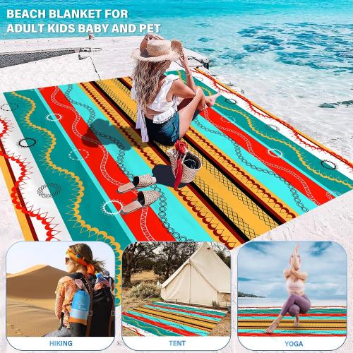 Famstar Beach Blanket Oversized Extra Large 78 X 81,Waterproof Sandproof Beach Blanket 1-7 Adults Lightweight Durable for Travel Camping Hiking Picnic
