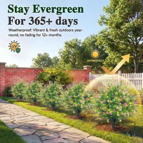 Artificial Topiary Boxwood Ball Trees with Ground Spike Set of 2 22 Outdoor Faux Plants Realistic Fake Bushes Lifelike Shrubs Decorations for Outdoor Indoor Front Porch Garden (Colourful, 22in)