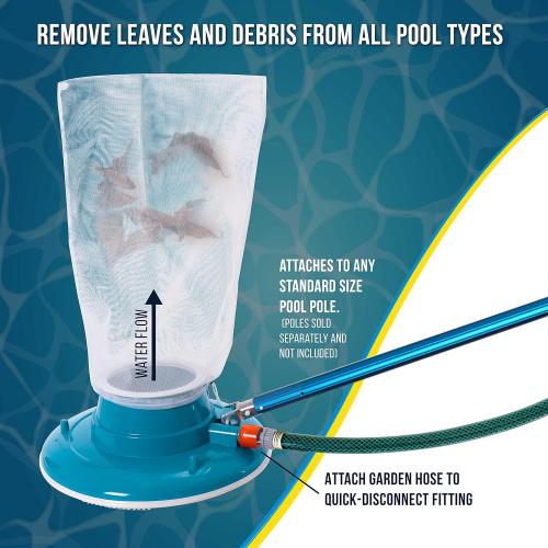 U.S. Pool Supply Professional Swimming Pool Leaf Terminator Vacuum - 15 Pool Cleaner Body, 8 Pressure Jets, 4 Rotating Wheels, 3 Perimeter Brushes, 2 Debris Bags - Below or Above-Ground Sucker Eater