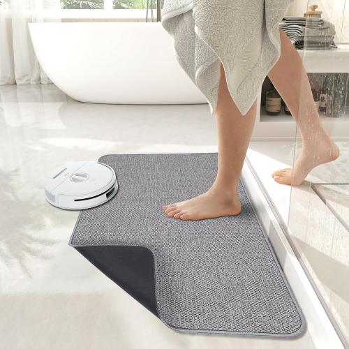 Bath Mat,Ultra Thin Bathroom Rugs,Rubber Bath Mats for Bathroom,No Slip Bath Rugs,Quick Dry,Machine Washable,Low Pile,Absorbent,Shower Outside,Sink,Home Decor Accessories.Grey,1'5x2'3(17x27Inch)