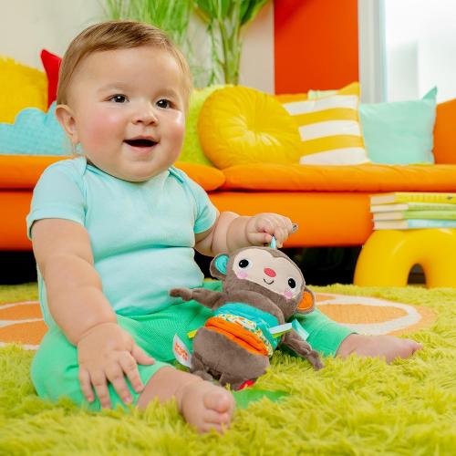 Bright Starts Pull, Play & Boogie Musical Activity Toy for Stroller - Monkey - Unisex, Newborn