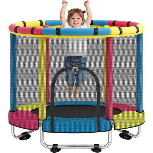 Trampoline for Kids, 47 Small Indoor & Outdoor Toddler Trampoline, Age 1-8 | Safety Enclosure Net, Baby Mini Recreational Trampolines, No-Gap Design, Play Gym, Birthday Gifts for Children & Boys & Girls