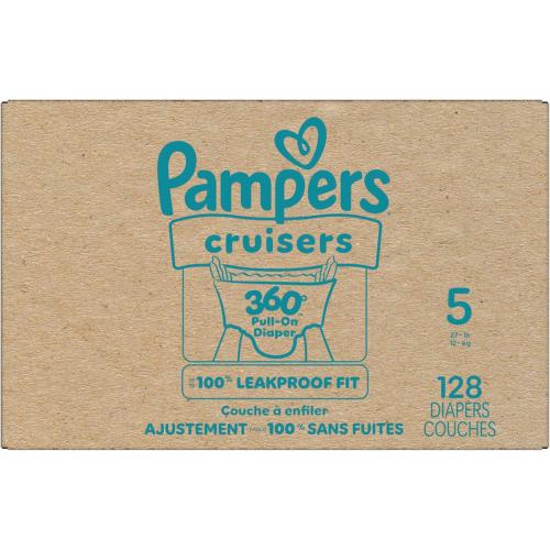 Pampers Diapers - Cruisers 360 - Size 4, 128 Count, Babyproof up to 100% Leakproof Pull-On Diaper