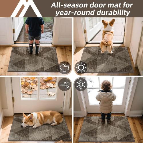 COSY HOMEER Entryway Rugs Doormat 32x48, Non-Slip Absorbent Polyester, Washable Rugs for Front Door, Dirty Paws & High Traffic Areas, Brown