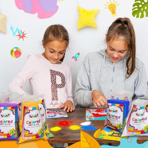 Sand Art Sand [15 Colors: 24 lbs], Colored Sands Bulk, Delightful Sands Art Fun for Crafts, Parties, Children, Nice Colorful Fun Sandy Crafts for Kids Age 3 , Non-Toxic, 15 Bags