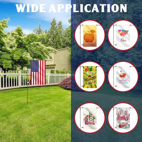 Size 36.2x16.5 Therwen 12 Pack Garden Flag Stand 36.2 x 16.5 Yard Flag Holder Heavy Duty, with 3 Prong Base, Decorations,with Clip Spring Stoppers for Outdoor Garden Yard Lawn