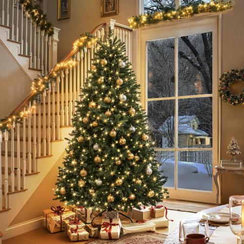 HOLLO STAR 6 ft Prelit Christmas Tree with 270 LED Lights, App Control, Artificial Christmas Tree with Multi-Color RGBW Lights, 1072 Branch Tips, Metal Base, Easy to Assemble, for Home, Party