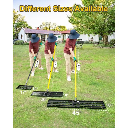Lawn Leveling Rake, 30x10 Heavy Duty Sand Leveling Tool with 7FT Long Handle, Steel Golf Rake for Soil, Compost, Gravel, Lawn Leveler for Yard, Garden, Golf Course, Landscaping Level Tool
